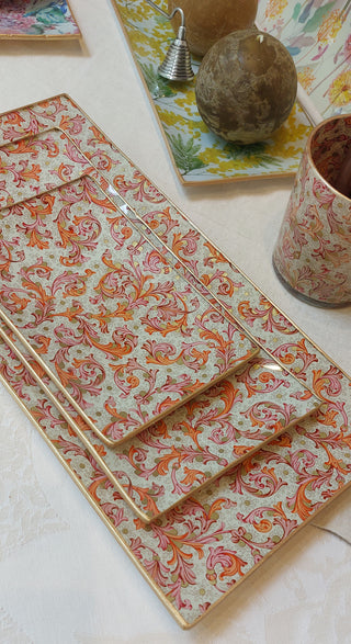 Arabesco rosa Bandeja rectangular