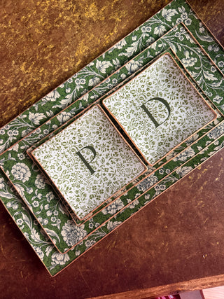 PACK INICIALES LIBERTY &  CONJUNTO BANDEJAS FLOR VERDE