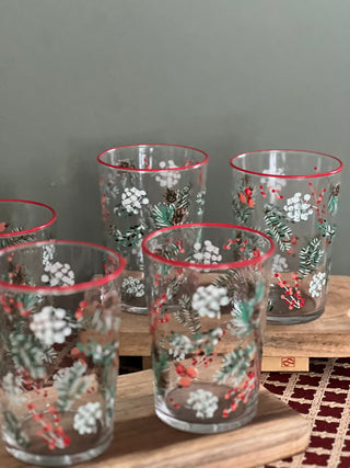 Vaso de cristal con motivo navideño