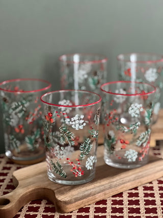 Vaso de cristal con motivo navideño