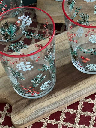Vaso de cristal con motivo navideño
