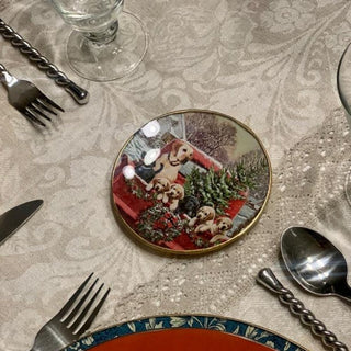 Conjunto de Platos de pan redondos Golden Christmas