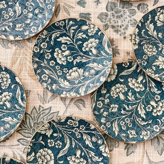 Conjunto de Platos de pan redondos Flor Azul Oscuro - Chiticris