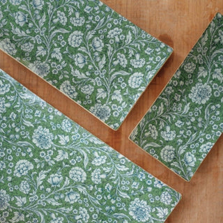 Flor Verde Oscuro Bandeja Rectangular