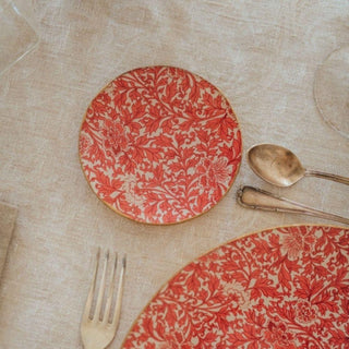 Conjunto bajo platos y platos de pan redondos escocés rojo – Chiticris