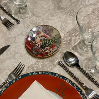 Conjunto de Platos de pan redondos Golden Christmas