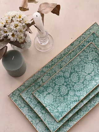 Flor Turquesa Bandeja Rectangular