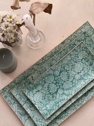Flor Turquesa Bandeja Rectangular